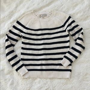 Ann Taylor Loft black and cream/white striped knit sweater